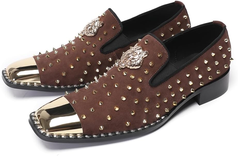 Мужские лоферы с шипами, пенни-лоферы, замшевые слипоны с золотым металлическим носком и твиражным тигровым эмблемой, свадебные диско-бальные мокасины Dacnakby
Мужские лоферы с шипами, пенни-лоферы, замшевые слипоны с золотым металлическим носком и твиражным тигровым эмблемой, свадебные диско-бальные мокасины Dacnakby