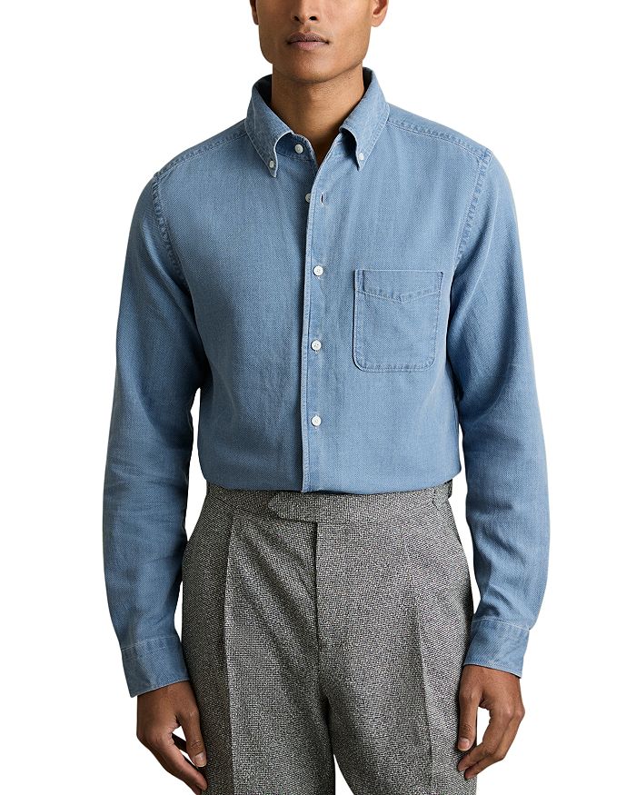 Джимовая пике рубашка REISS, синий
Джимовая пике рубашка REISS, синий