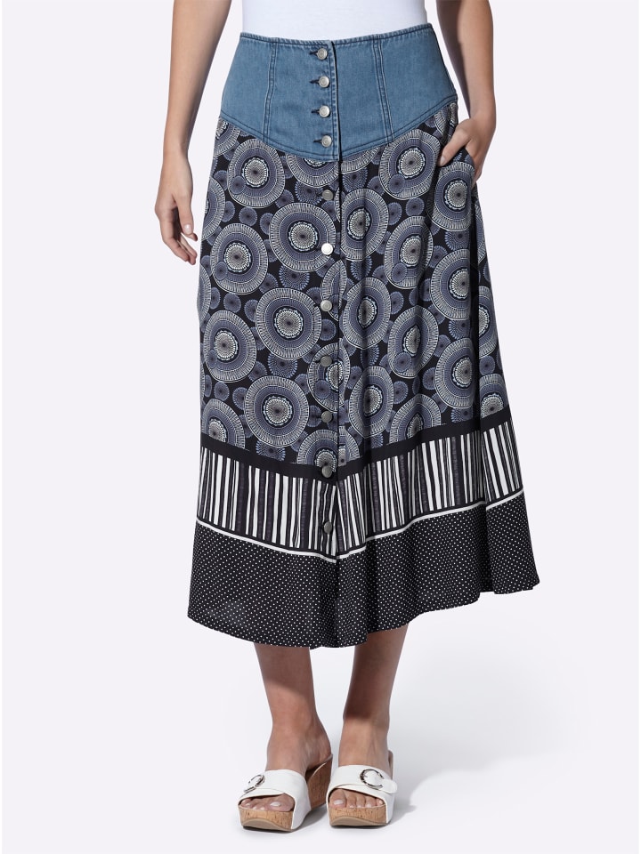 Юбка А-силуэта с принтом темно-синего и экрю Heine
Юбка А-силуэта с принтом темно-синего и экрю Heine