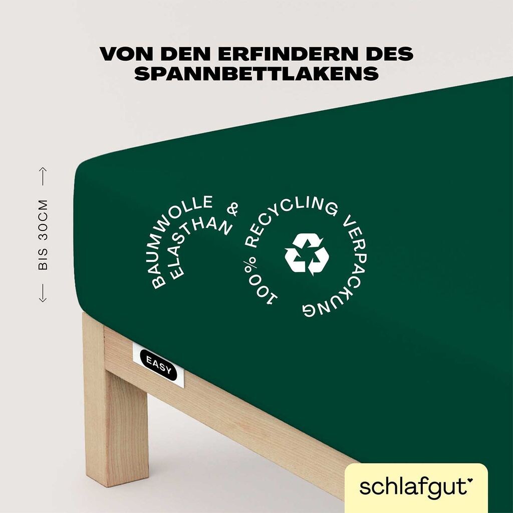 Schlafgut Easy Jersey Простыня на подгонке с эластаном 180x200 – 200x220 см Зеленая простыня с глубоким прилеганием из смеси хлопка
Schlafgut Easy Jersey Простыня на подгонке с эластаном 180x200 – 200x220 см Зеленая простыня с глубоким прилеганием из смеси хлопка