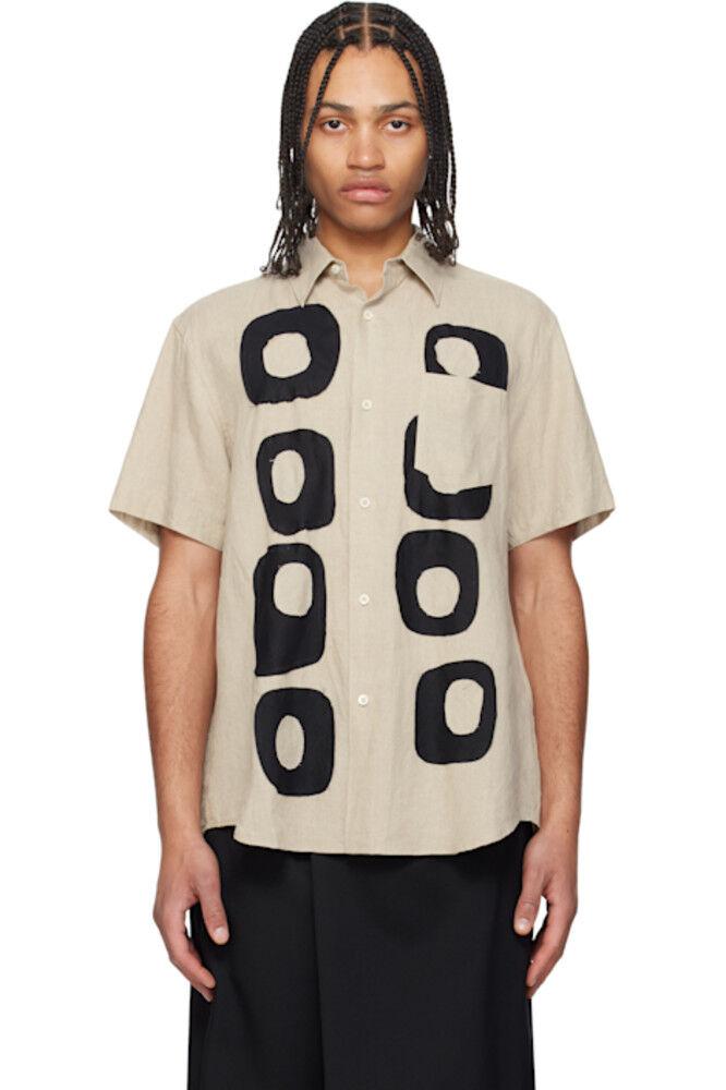 Бежевая льняная рубашка с узором пэчворк FUMITO GANRYU
Бежевая льняная рубашка с узором пэчворк FUMITO GANRYU