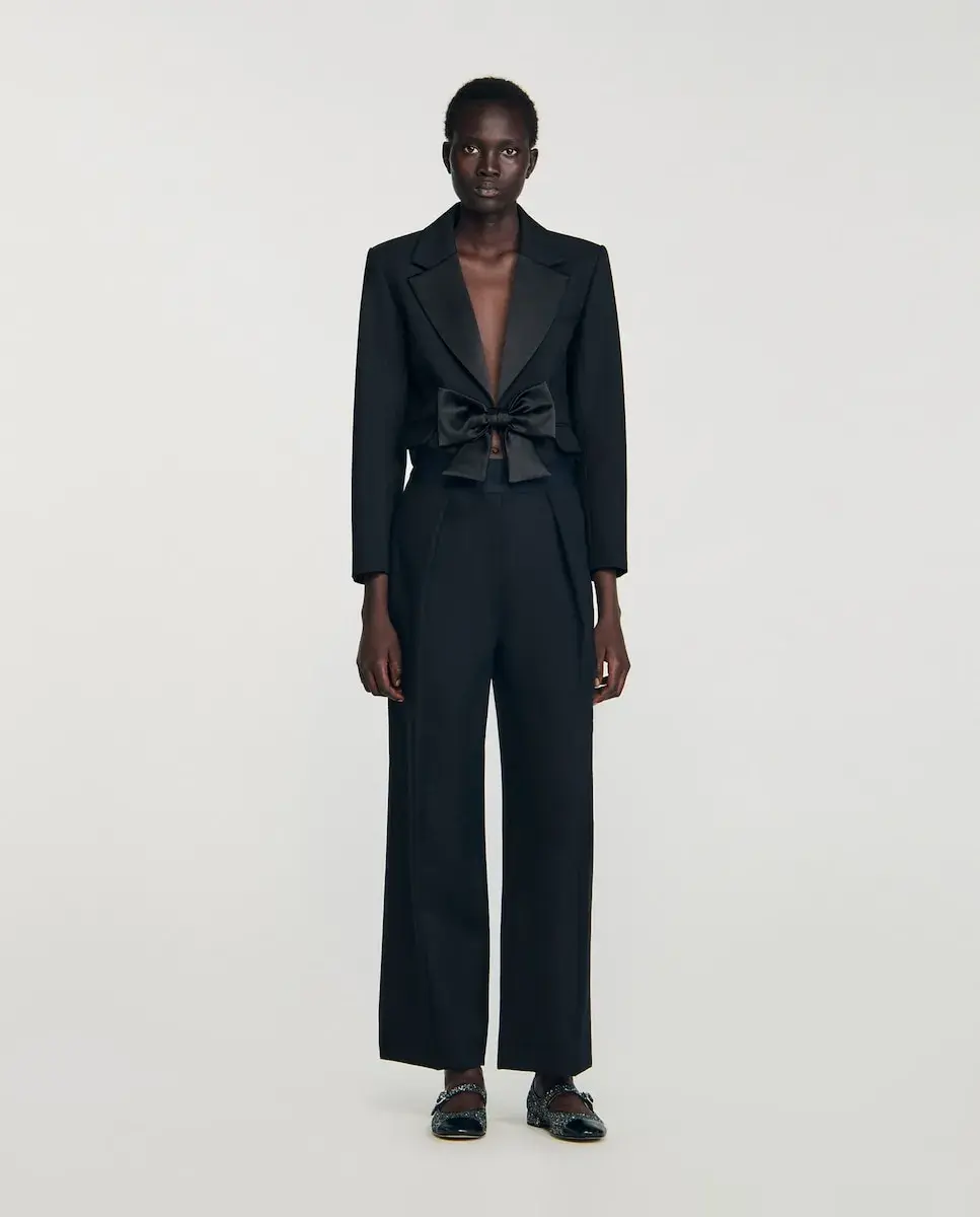 Женские широкие брюки с эластичным поясом Sandro, черный
Женские широкие брюки с эластичным поясом Sandro, черный