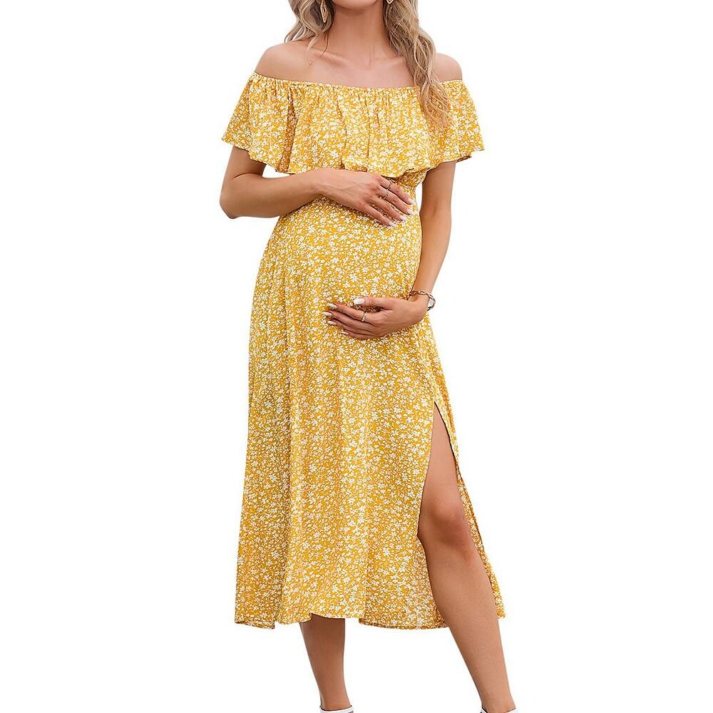 Платье для беременных Женское повседневное платье макси с открытыми плечами и разрезом MISSKY, желтый
Платье для беременных Женское повседневное платье макси с открытыми плечами и разрезом MISSKY, желтый