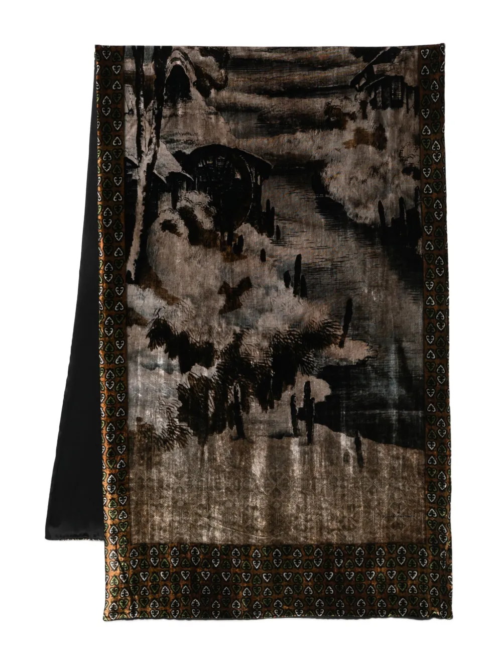 Бархатный шарф с принтом пейзажа Pierre-Louis Mascia, коричневый
Бархатный шарф с принтом пейзажа Pierre-Louis Mascia, коричневый