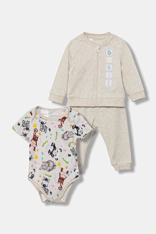 Хлопковый комплект для малышей 3 предмета Guess, бежевый
Хлопковый комплект для малышей 3 предмета Guess, бежевый