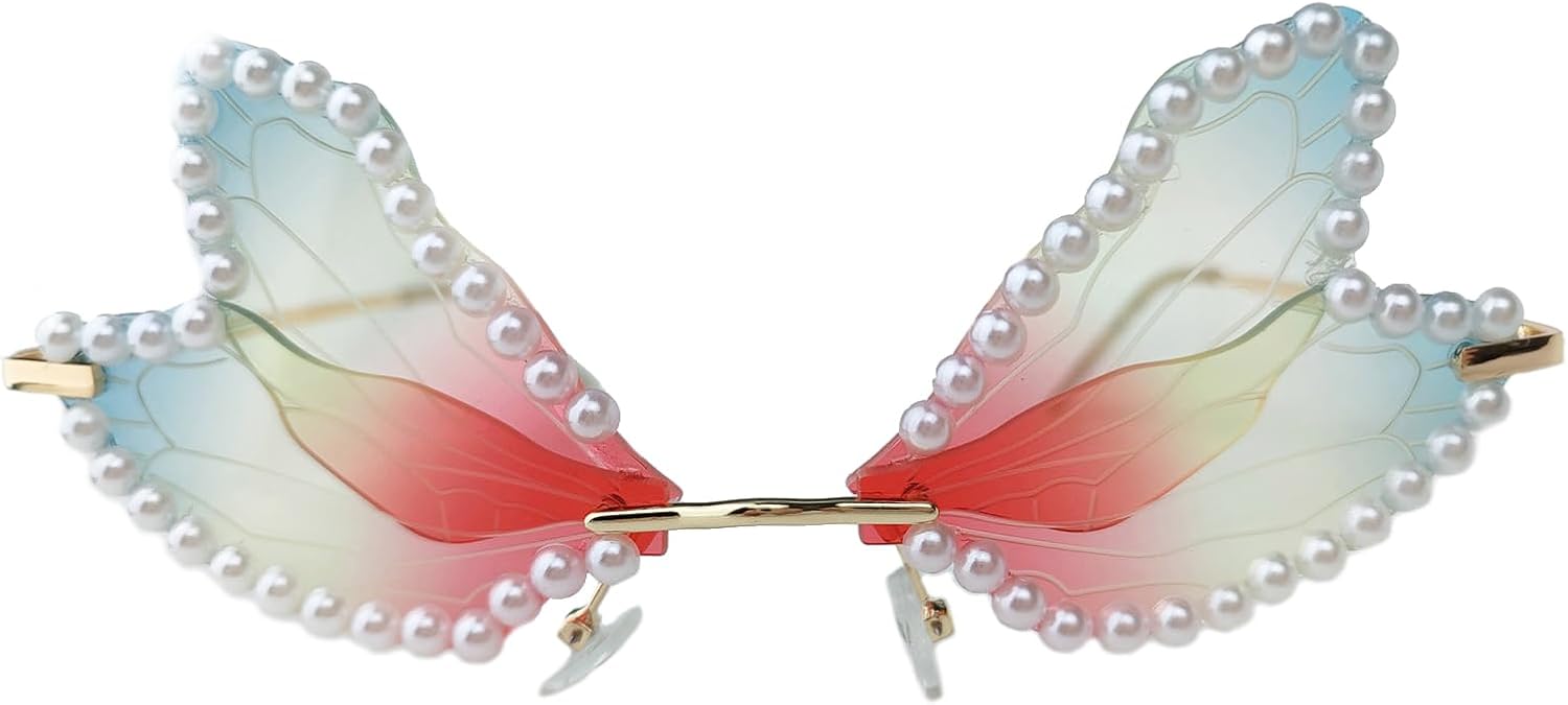 COTIA Модные солнцезащитные очки без оправы с рисунком «крылья стрекозы» для женщин, украшенные кристаллами, стразами и жемчугом, для вечеринки и Хэллоуина, Red Green1
COTIA Модные солнцезащитные очки без оправы с рисунком «крылья стрекозы» для женщин, украшенные кристаллами, стразами и жемчугом, для вечеринки и Хэллоуина, Red Green1