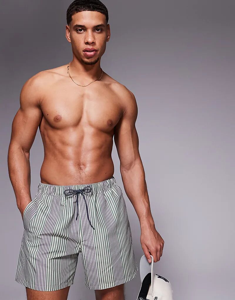 Плавки-шорты ASOS DESIGN средней длины в зеленую полоску
Плавки-шорты ASOS DESIGN средней длины в зеленую полоску