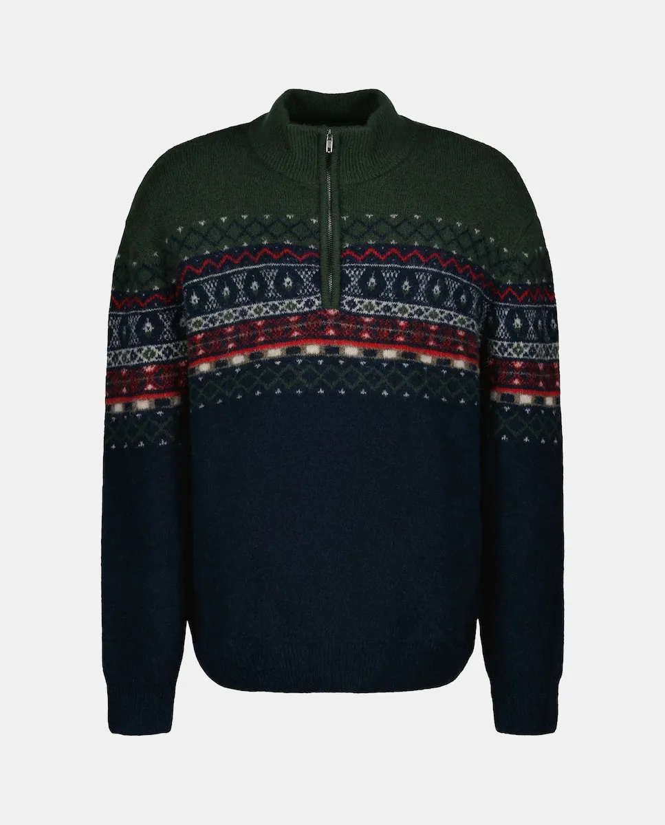 Мужской джемпер с половинной застежкой-молнией из жаккарда Green Coast, темно-синий
Мужской джемпер с половинной застежкой-молнией из жаккарда Green Coast, темно-синий