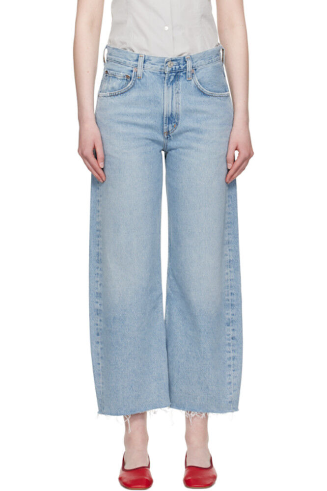 Синие джинсы с низкой посадкой и потертостями AGOLDE
Синие джинсы с низкой посадкой и потертостями AGOLDE