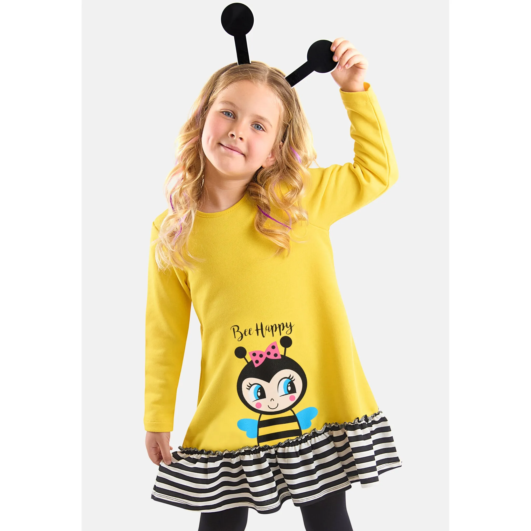 Летнее платье Denokids «Cute Bee» с милым принтом в виде пчелок, желтый
