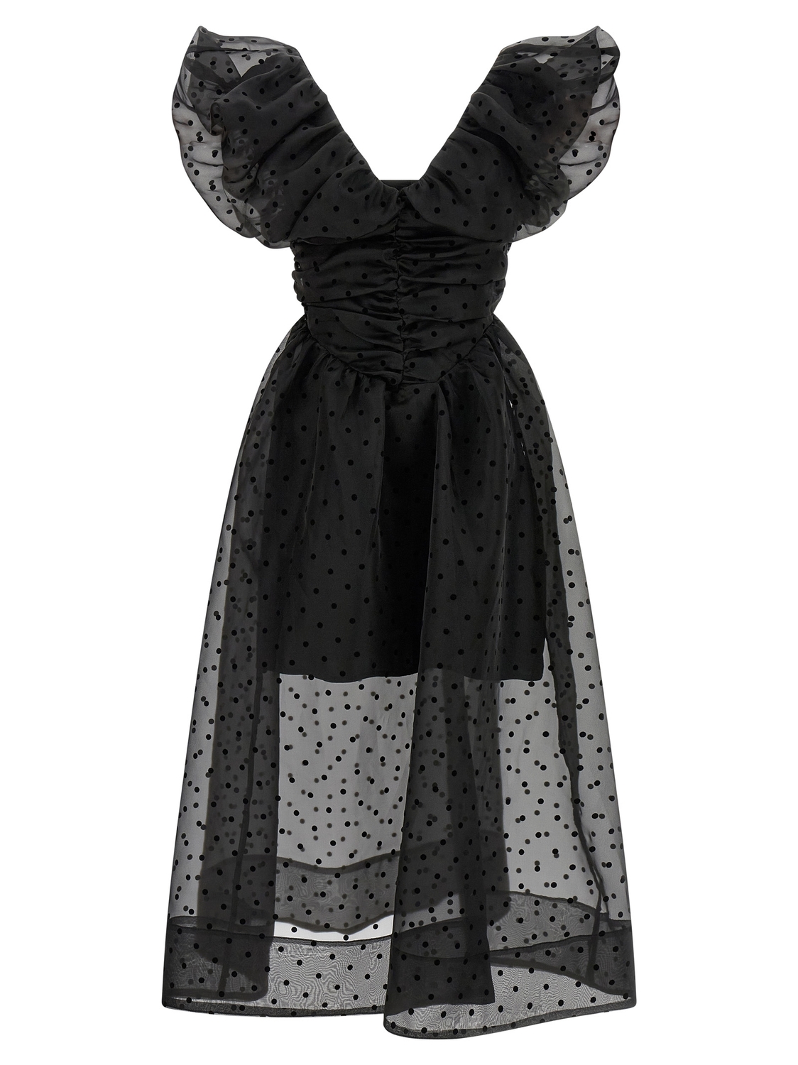 Платье из черной органзы с сборками GANNI, черный
Платье из черной органзы с сборками GANNI, черный