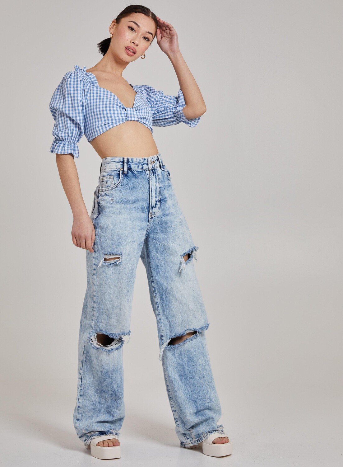 Укороченный топ в клетку Pink Vanilla, синий
Укороченный топ в клетку Pink Vanilla, синий