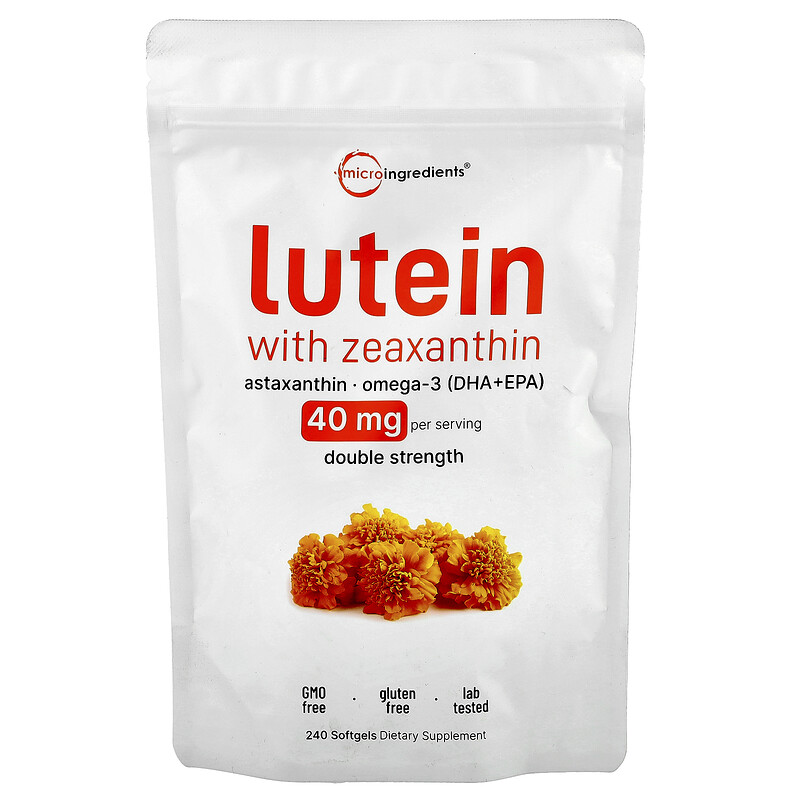 Micro Ingredients, Лютеин с зеаксантином, 40 мг, 240 капсул (20 мг в каждой капсуле) 
Micro Ingredients, Лютеин с зеаксантином, 40 мг, 240 капсул (20 мг в каждой капсуле)