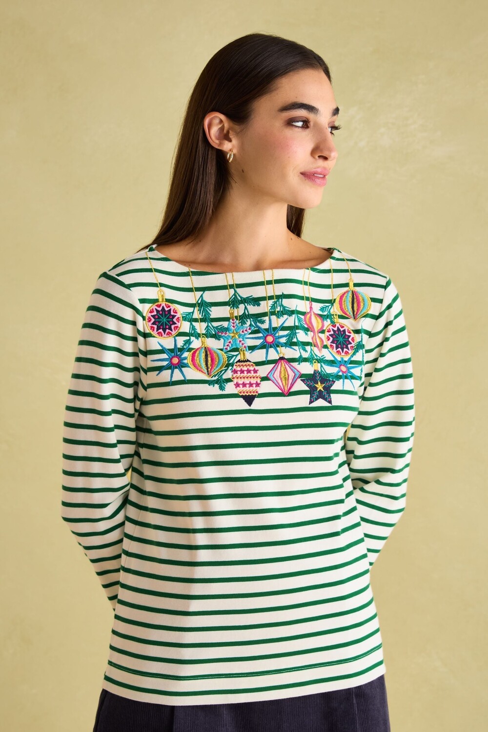 Праздничный бретонский топ с вырезом лодочкой в порту Joules, зеленый
Праздничный бретонский топ с вырезом лодочкой в порту Joules, зеленый