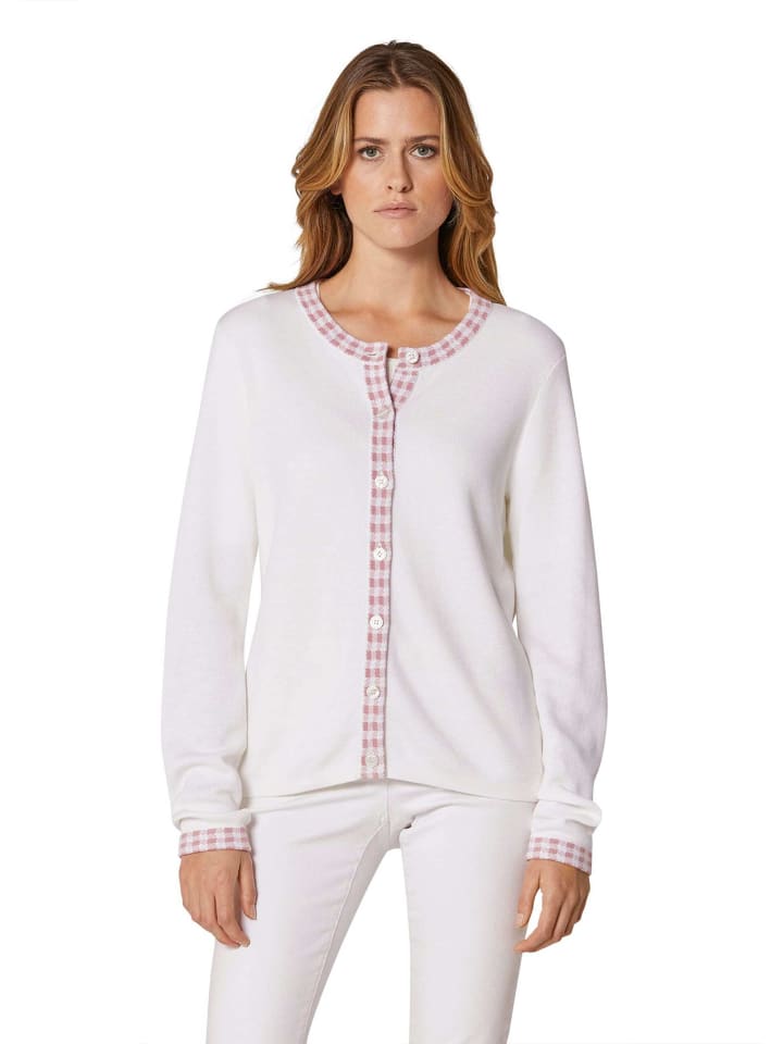 MADELEINE Кардиган с клетчатыми вставками кремового/светло-малинового цвета
MADELEINE Кардиган с клетчатыми вставками кремового/светло-малинового цвета