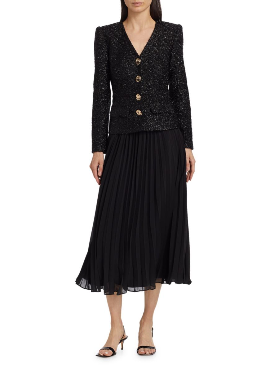 Шифоновое платье миди с мишурой из букле Self-Portrait, черный
Шифоновое платье миди с мишурой из букле Self-Portrait, черный