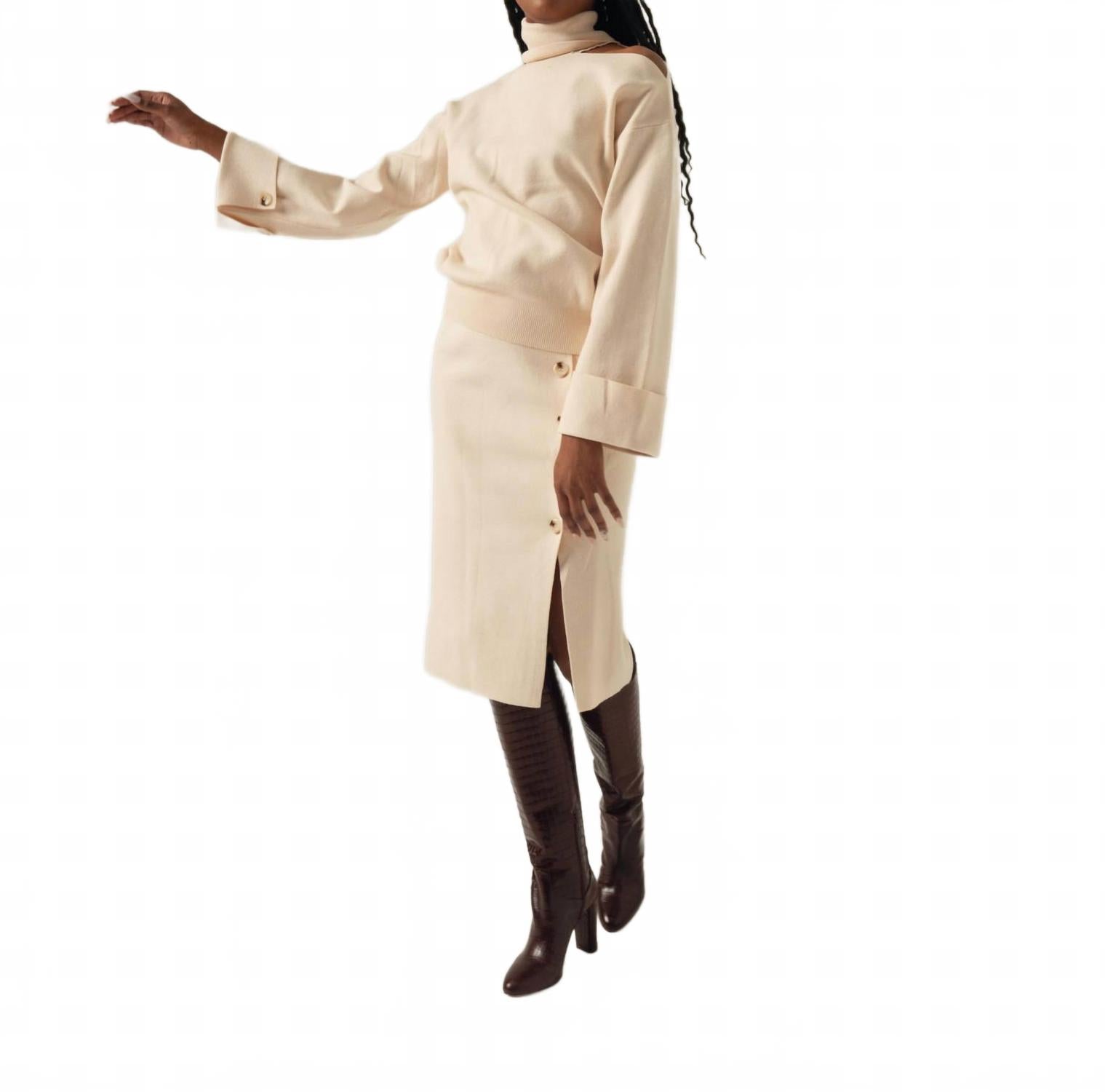 Трикотажная юбка миди на пуговицах бежевого цвета Lena, бежевый
Трикотажная юбка миди на пуговицах бежевого цвета Lena, бежевый