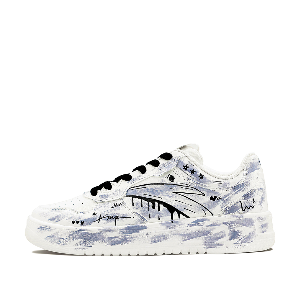 ANTA Кроссовки для скейтбординга с низкой подошвой и противоскользящей амортизацией, мужские, белые, фиолетовые 
ANTA Кроссовки для скейтбординга с низкой подошвой и противоскользящей амортизацией, мужские, белые, фиолетовые