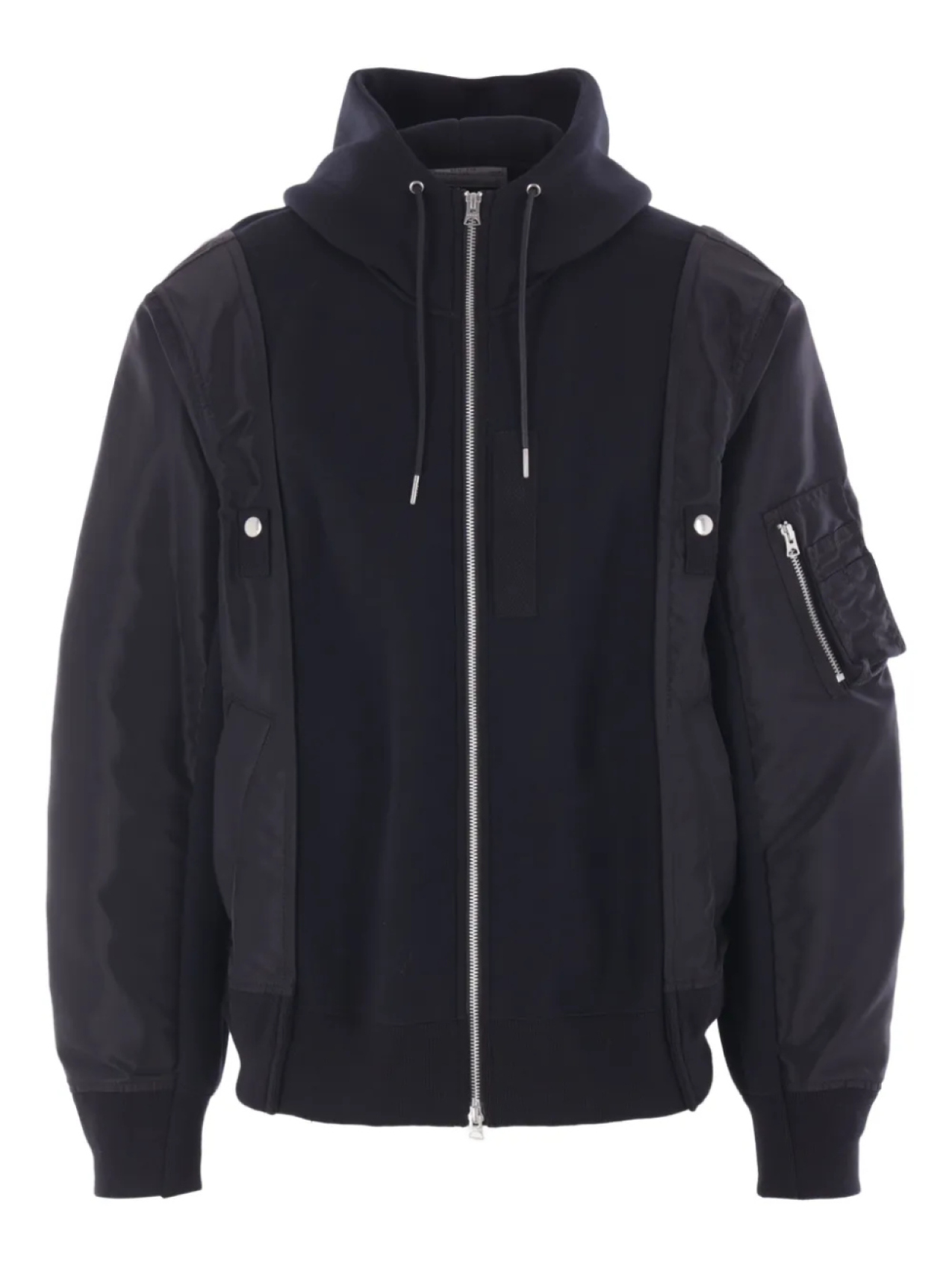 Толстовка с капюшоном на молнии с вставками sacai, черный
Толстовка с капюшоном на молнии с вставками sacai, черный