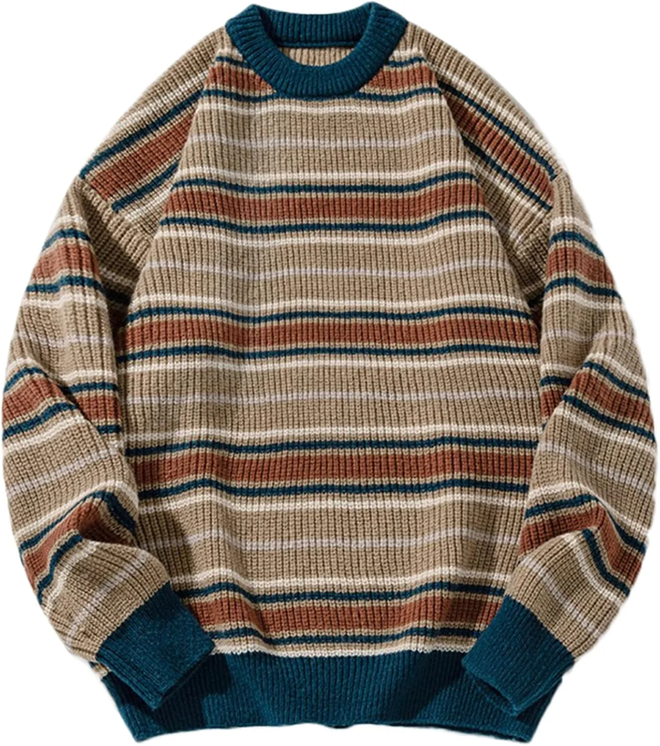 Мужской свитер оверсайз с косой вязкой и полосками
Мужской свитер оверсайз с косой вязкой и полосками