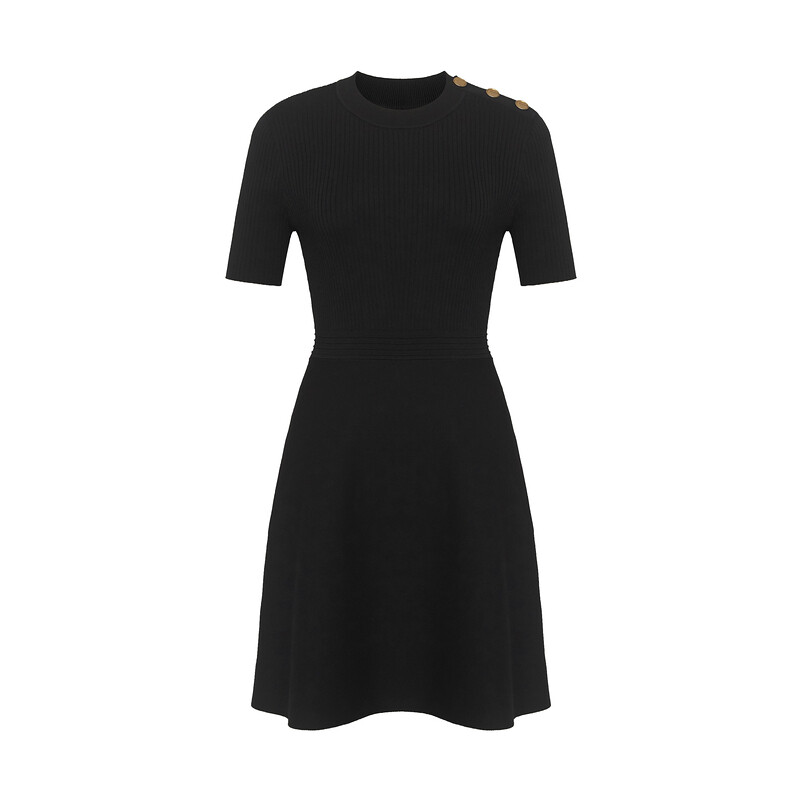 Платье Deep Breath с вертикальными металлическими пряжками и эполетами, черный
Платье Deep Breath с вертикальными металлическими пряжками и эполетами, черный