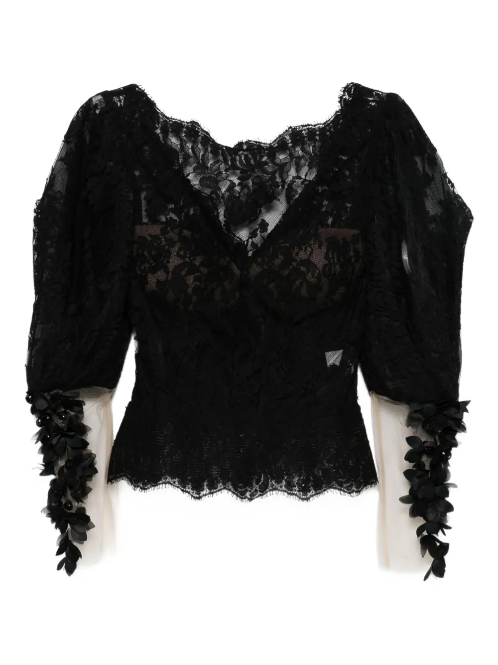 Кружевной топ с объемными рукавами Gemy Maalouf, черный
Кружевной топ с объемными рукавами Gemy Maalouf, черный