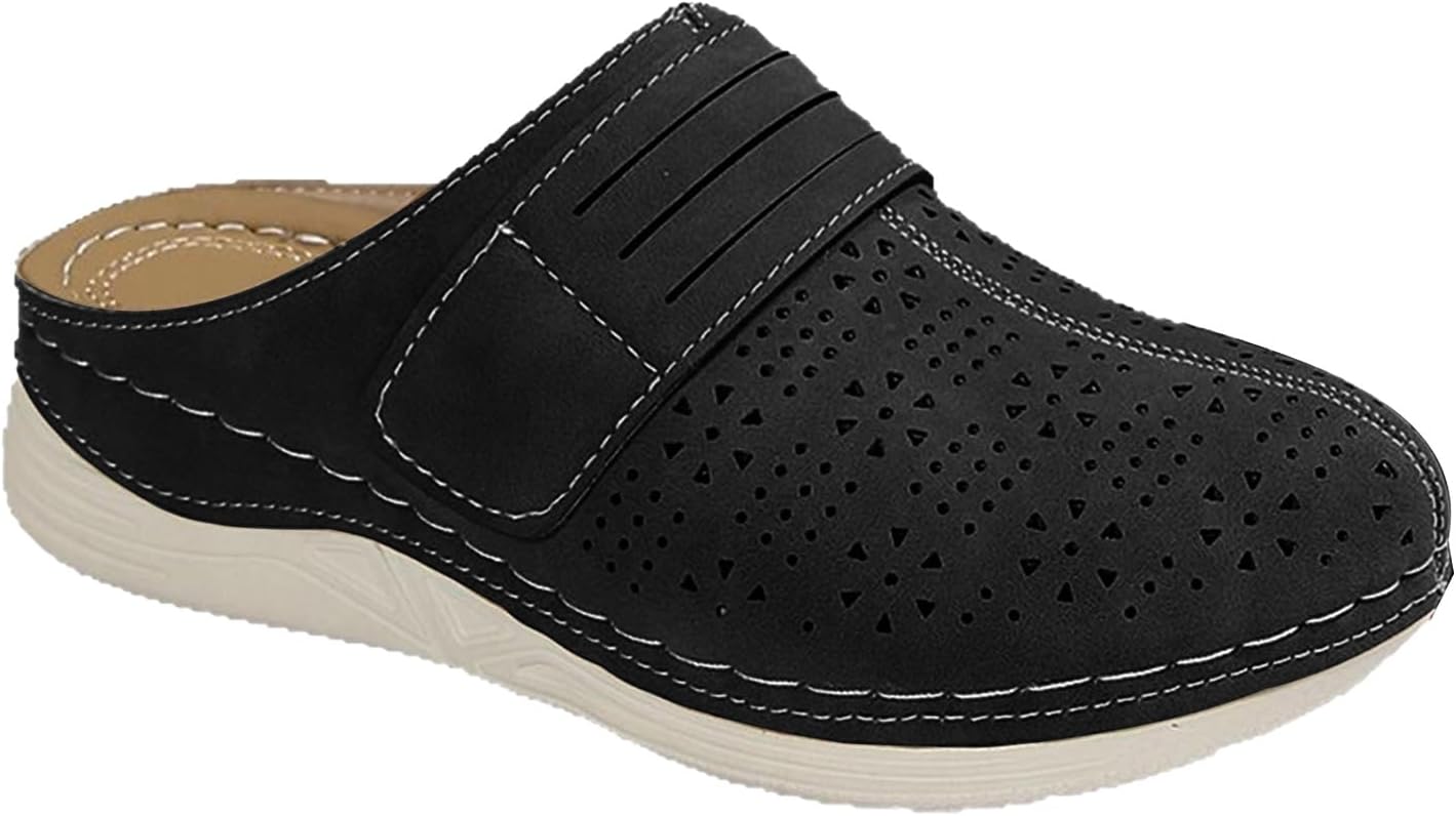 Летние сабо для женщин, комфортные и дышащие, с вырезами, закрытый носок, повседневные мюли, легкие, на платформе, с поддержкой свода стопы Kajxz, черный
Летние сабо для женщин, комфортные и дышащие, с вырезами, закрытый носок, повседневные мюли, легкие, на платформе, с поддержкой свода стопы Kajxz, черный