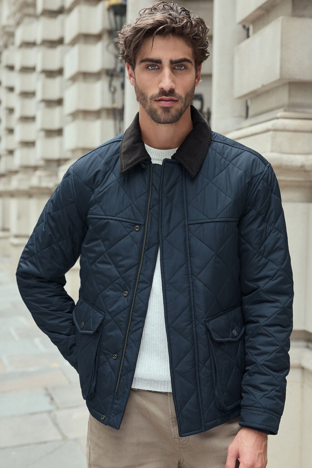 Куртка из вельвета с ромбовидным стеганым воротником Next, синий
Куртка из вельвета с ромбовидным стеганым воротником Next, синий