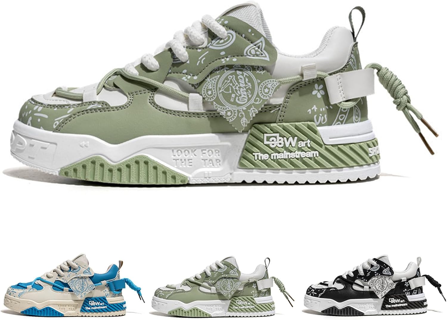 Мужские модные кеды в стиле стритстайл, стильные и удобные кроссовки с шнуровкой, противоскользящей подошвой из резины и верхом из ПУ Gezolligheid, зеленый
Мужские модные кеды в стиле стритстайл, стильные и удобные кроссовки с шнуровкой, противоскользящей подошвой из резины и верхом из ПУ Gezolligheid, зеленый