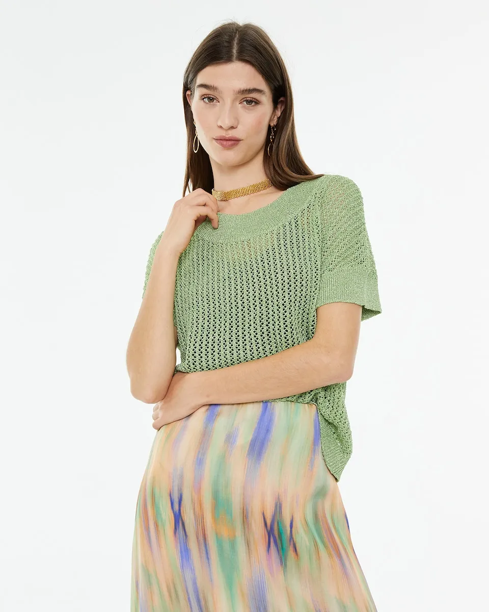 Женский ажурный свитер с люрексом System Action, зеленый
Женский ажурный свитер с люрексом System Action, зеленый