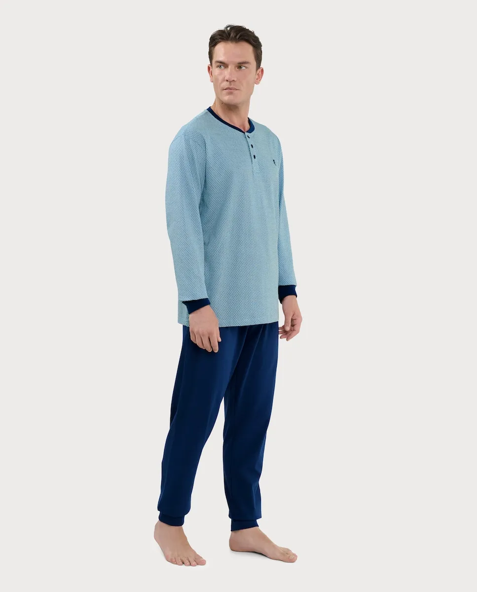 Мужская пижама из трикотажа длинная синего цвета El Búho Nocturno
Мужская пижама из трикотажа длинная синего цвета El Búho Nocturno