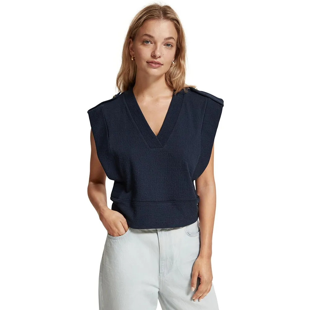 Футболка без рукавов Scotch & Soda Shoulder Detail, синий 
Футболка без рукавов Scotch & Soda Shoulder Detail, синий