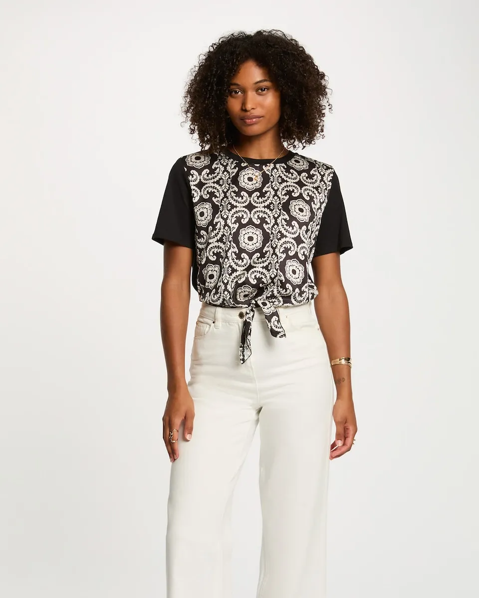 Женская укороченная футболка с принтом Morgan, черный/белый
Женская укороченная футболка с принтом Morgan, черный/белый