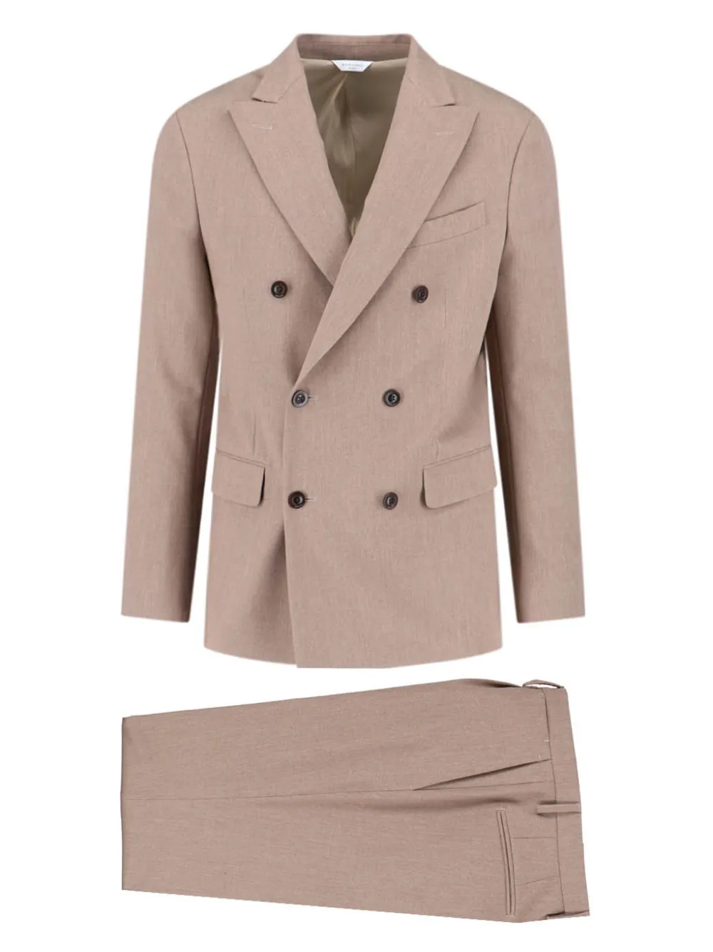 Детализированный двубортный костюм Boglioli, нейтральный
Детализированный двубортный костюм Boglioli, нейтральный