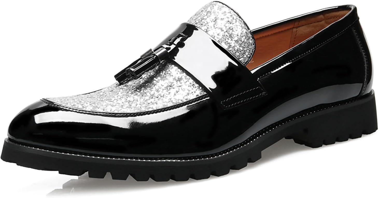 Мужские лоферы с кисточками - блестящие туфли-слипоны с заостренным носком и верхом из лакированного ПУ для вечеринок, офиса и официальных мероприятий Generic, серебро
Мужские лоферы с кисточками - блестящие туфли-слипоны с заостренным носком и верхом из лакированного ПУ для вечеринок, офиса и официальных мероприятий Generic, серебро