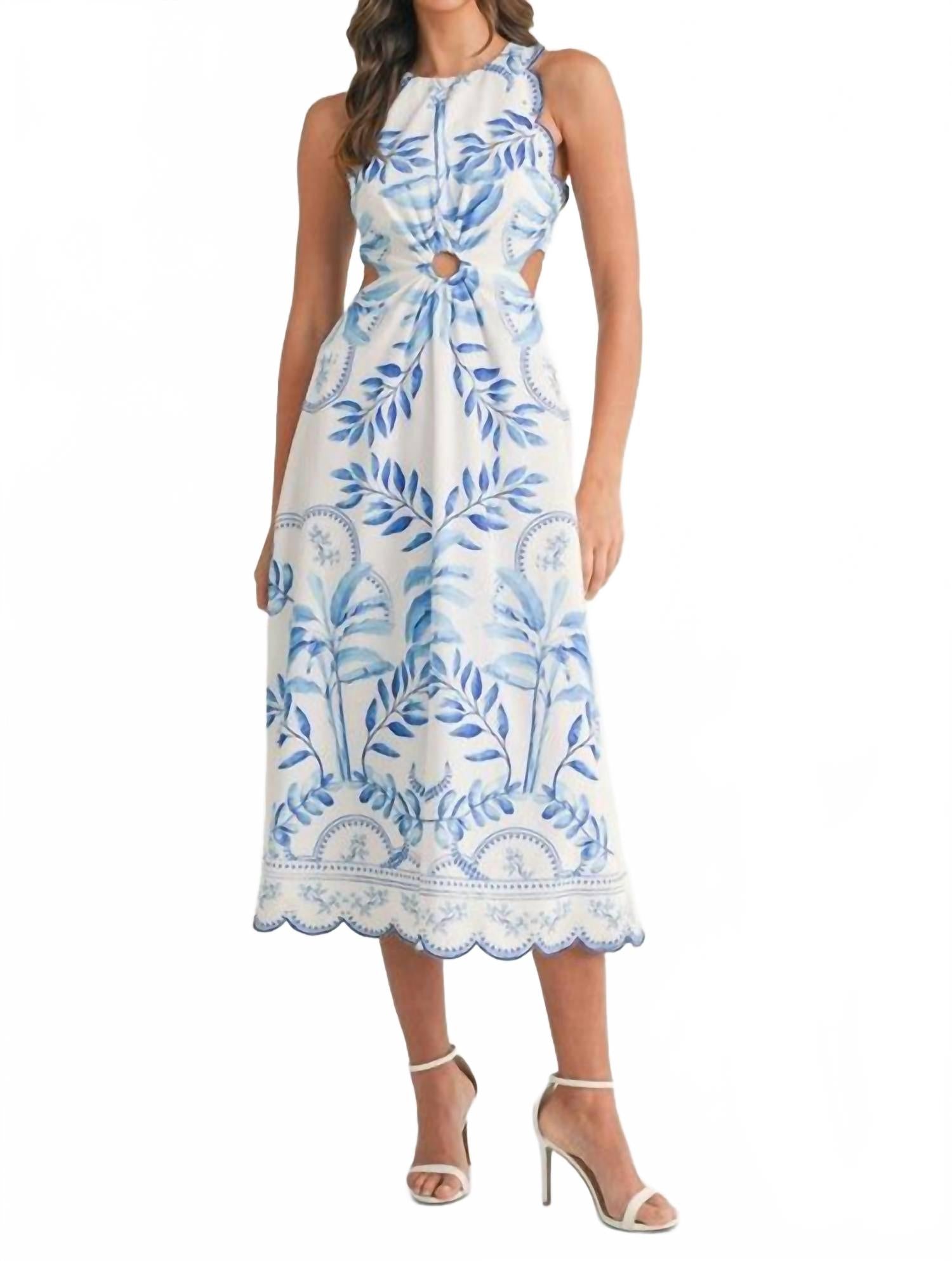 Держится вместе Вырез Миди Платье В Синем MABLE 
Держится вместе Вырез Миди Платье В Синем MABLE