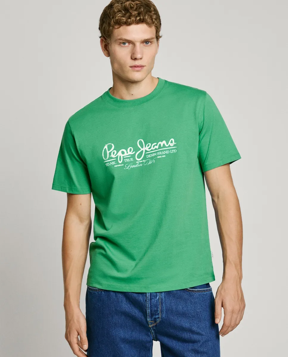 Мужская футболка с коротким рукавом и напечатанным логотипом Pepe Jeans, зеленый
Мужская футболка с коротким рукавом и напечатанным логотипом Pepe Jeans, зеленый