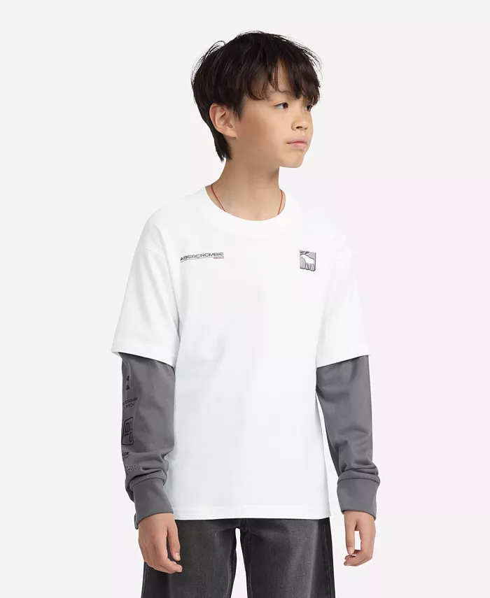 Футболка для мальчиков с изображением ипподрома abercrombie kids, белый 
Футболка для мальчиков с изображением ипподрома abercrombie kids, белый