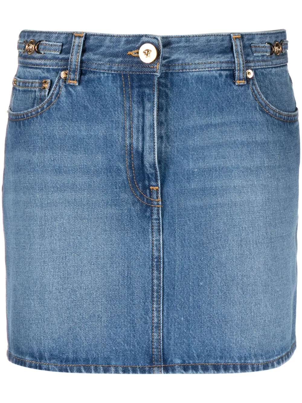 Джинсовая мини-юбка средней посадки VERSACE, синий
Джинсовая мини-юбка средней посадки VERSACE, синий