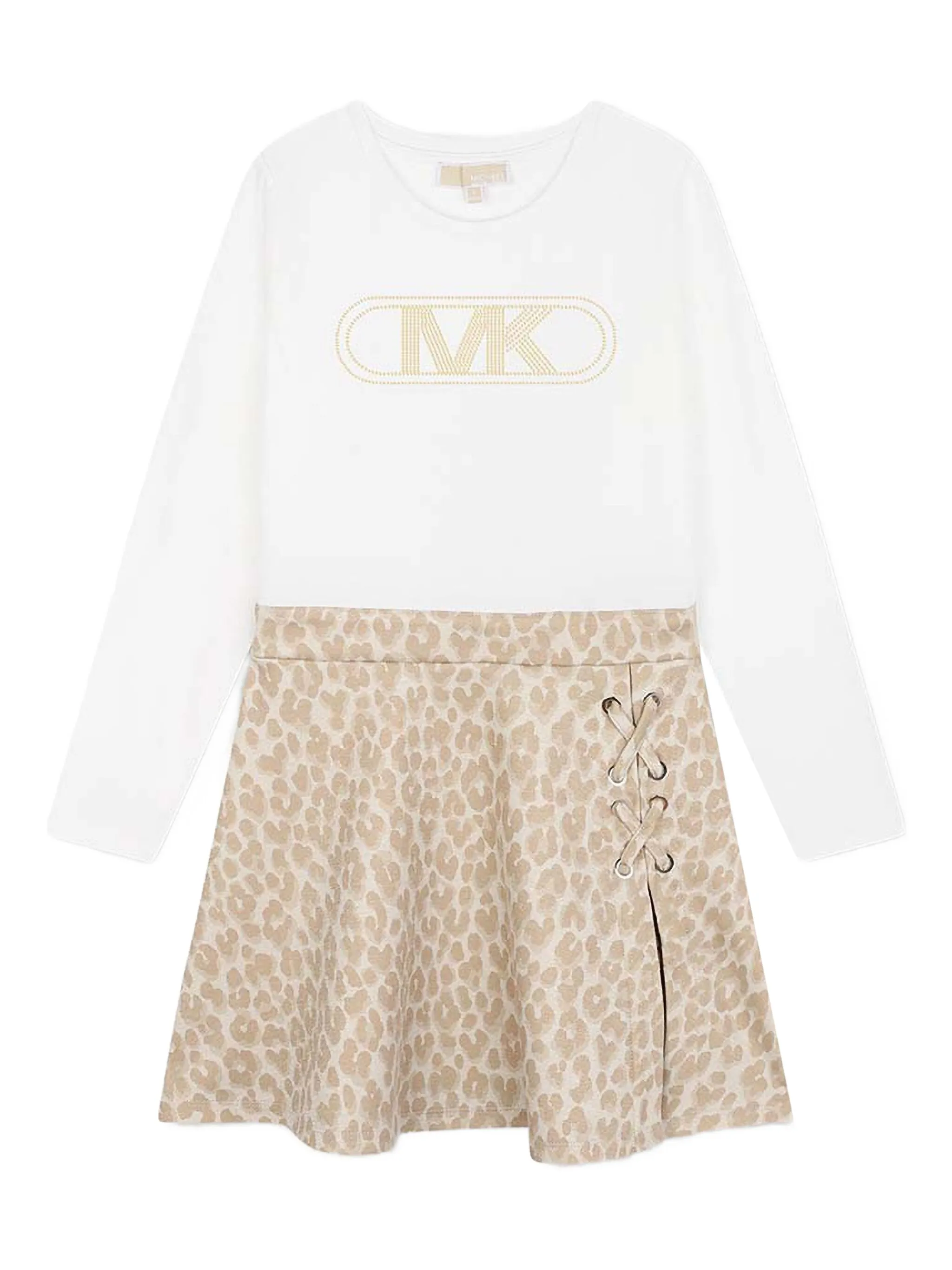 Платье с длинными рукавами и леопардовым принтом Michael Kors Kids, белый
Платье с длинными рукавами и леопардовым принтом Michael Kors Kids, белый