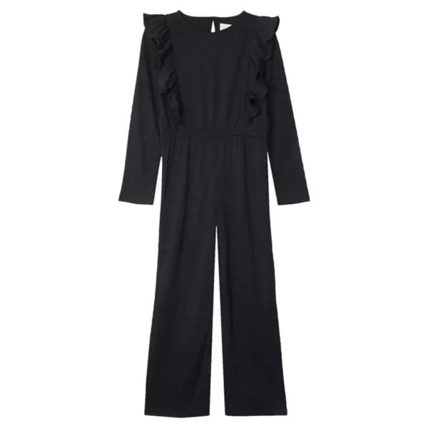 Вязаный комбинезон с длинными рукавами и оборками для девочек Lands' End, черный 
Вязаный комбинезон с длинными рукавами и оборками для девочек Lands' End, черный