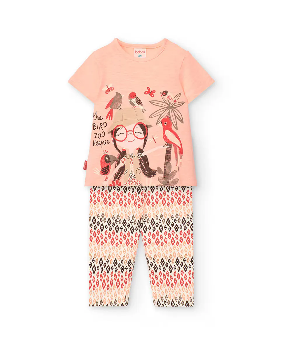Комплект футболки для девочки с рисунком спереди и брюки с принтом Boboli, цвет Salmón
Комплект футболки для девочки с рисунком спереди и брюки с принтом Boboli, цвет Salmón