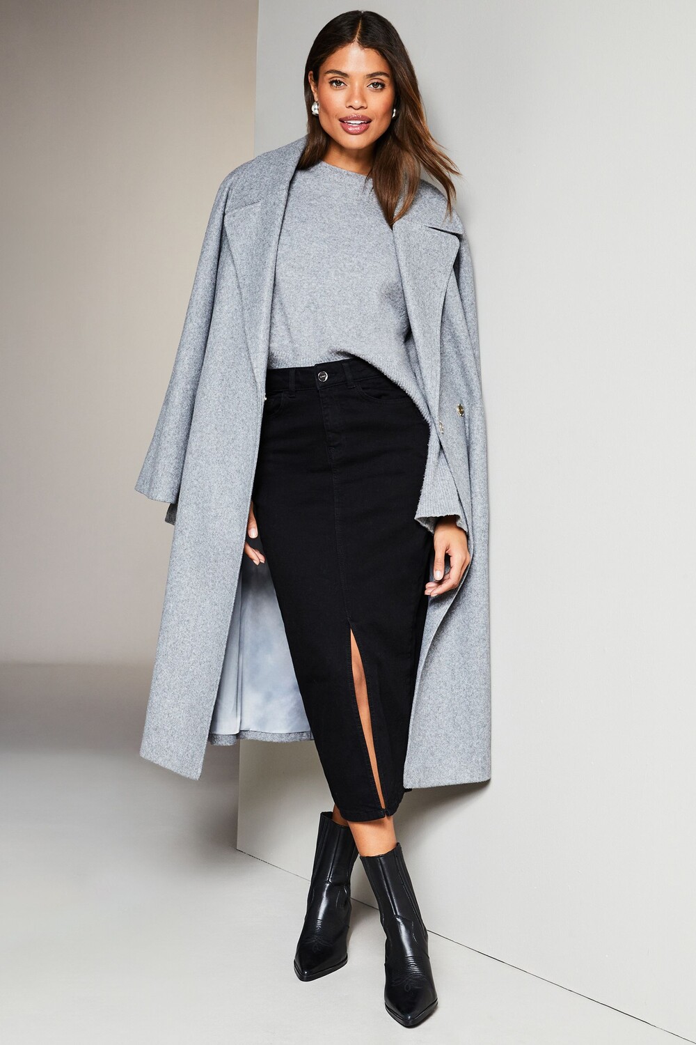 Джинсовая юбка миди с высокой талией и разрезом спереди Lipsy, черный
Джинсовая юбка миди с высокой талией и разрезом спереди Lipsy, черный