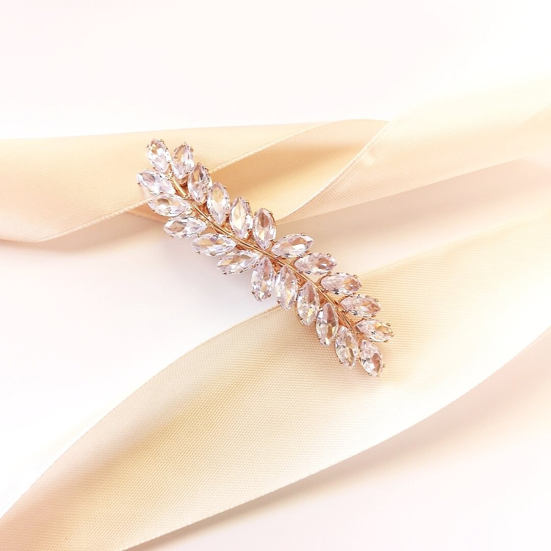 Коконет, золотая свадебная клипса, цирконы, листья, элегантная, классическая, для подколки Kokonet