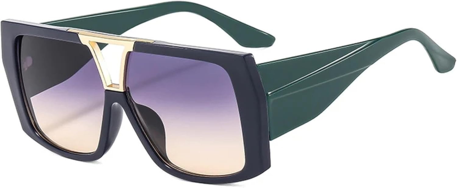 Ретро солнцезащитные очки с двойной перемычкой для женщин, градиентные линзы, защита от УФ-излучения UV400, модные двухцветные очки для мужчин, большие солнцезащитные очки TVTBBVV, Blue Green Grey Tea
Ретро солнцезащитные очки с двойной перемычкой для женщин, градиентные линзы, защита от УФ-излучения UV400, модные двухцветные очки для мужчин, большие солнцезащитные очки TVTBBVV, Blue Green Grey Tea