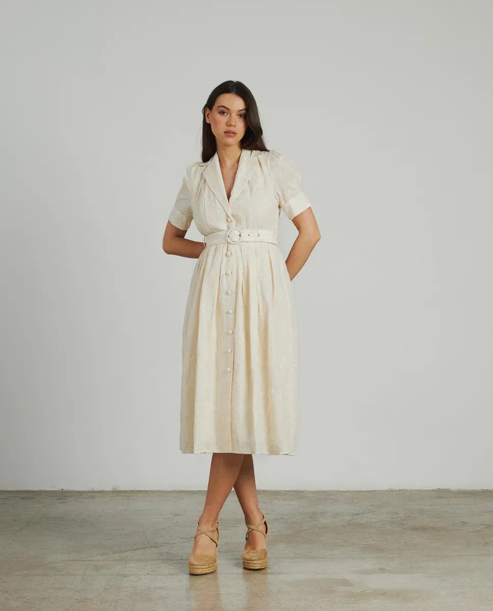 Миди-платье с вышивкой, поясом и V-образным застегивающимся вырезом Alma en Pena, белый
Миди-платье с вышивкой, поясом и V-образным застегивающимся вырезом Alma en Pena, белый