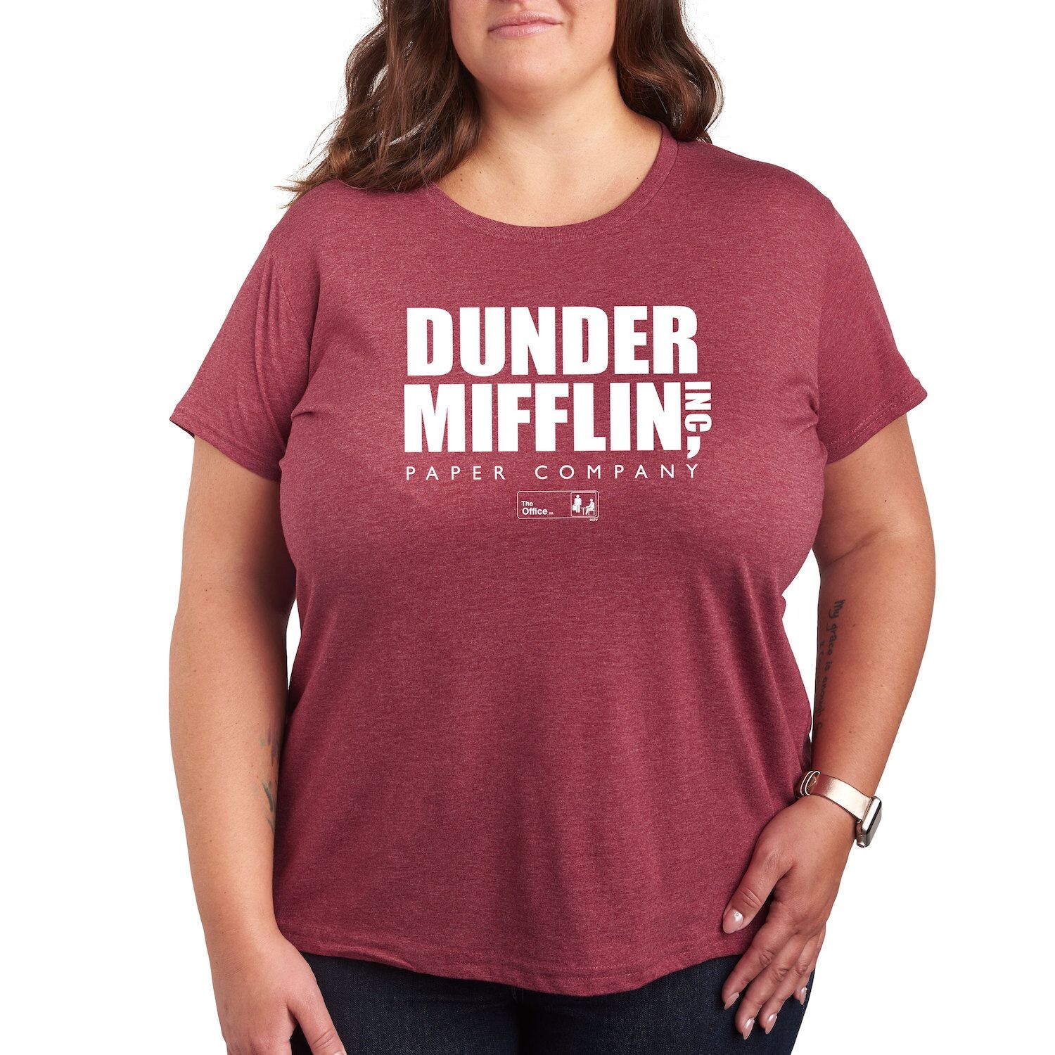 Детская футболка больших размеров The Office с логотипом Dunder Mifflin Licensed Character, темно-красный