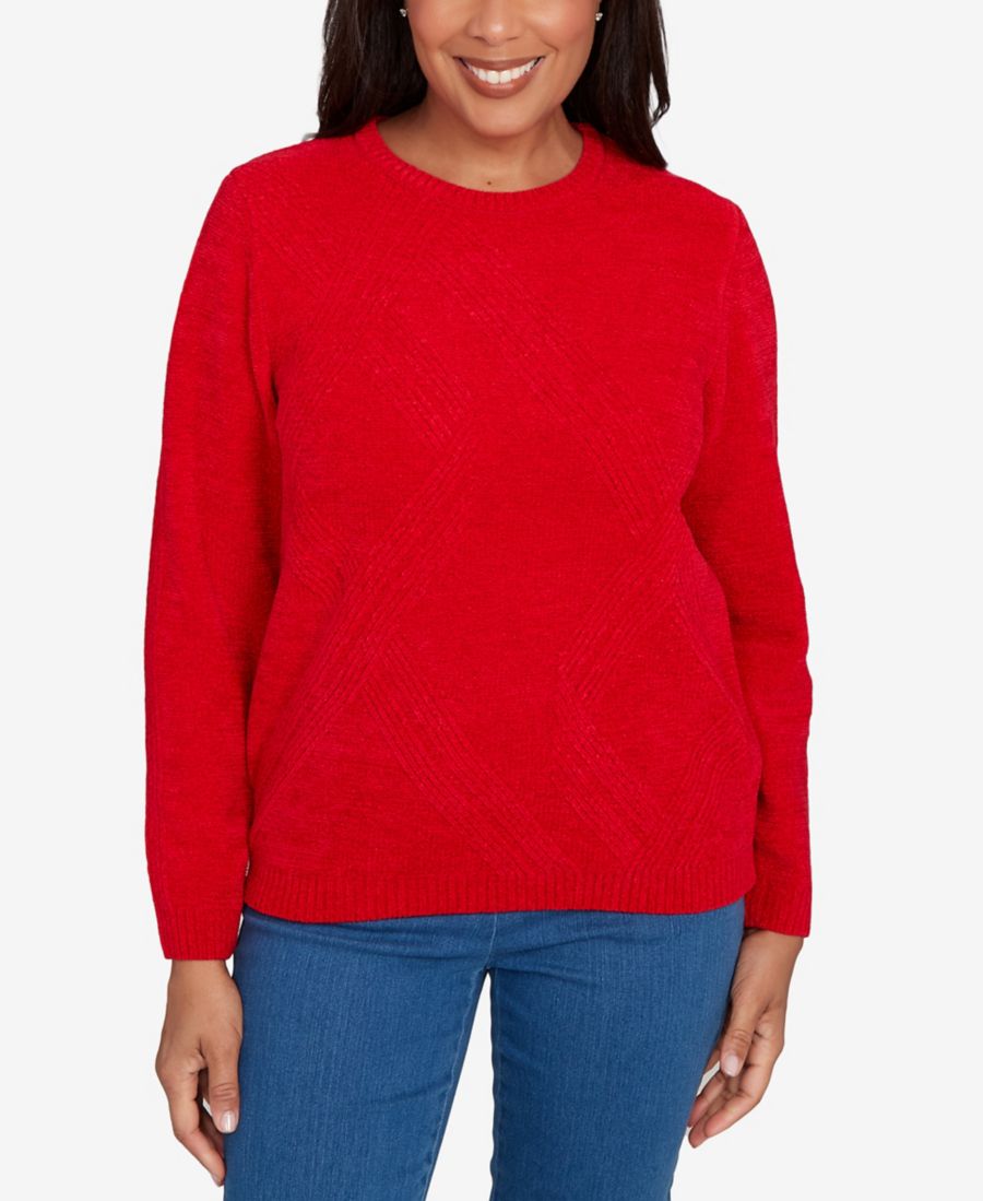 Классический женский пуловер из синели с косами Alfred Dunner, Red
Классический женский пуловер из синели с косами Alfred Dunner, Red