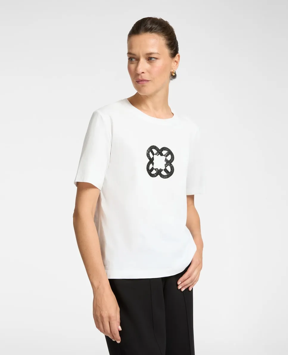 Женская футболка с вышивкой монограммы и коротким рукавом Elena Miró, белый
Женская футболка с вышивкой монограммы и коротким рукавом Elena Miró, белый