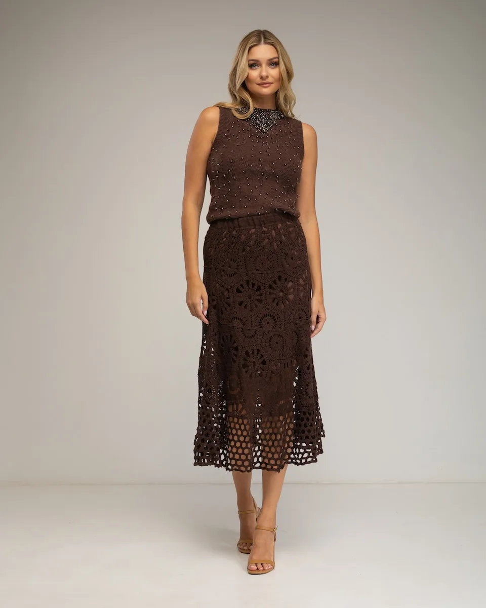 Миди-юбка крючком Tantra, коричневый
Миди-юбка крючком Tantra, коричневый